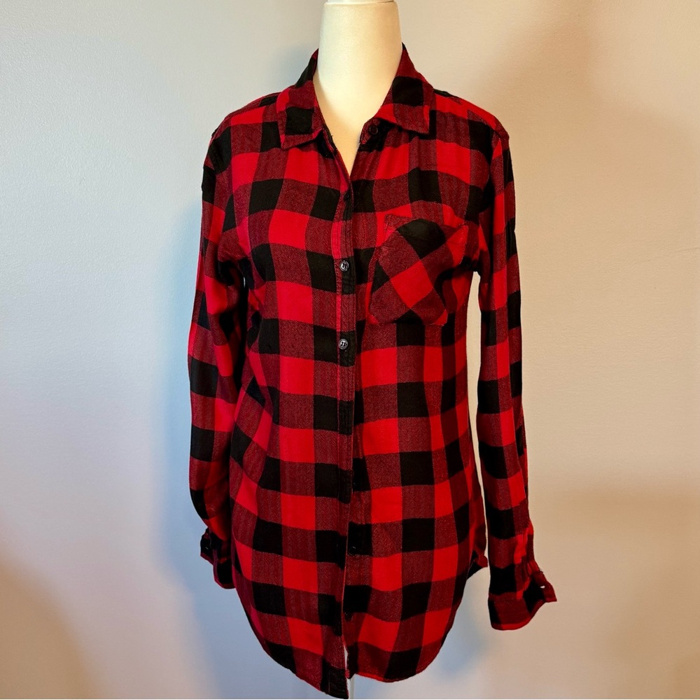 Derek Heart Red and Black Checkered Flannel  Shirt
